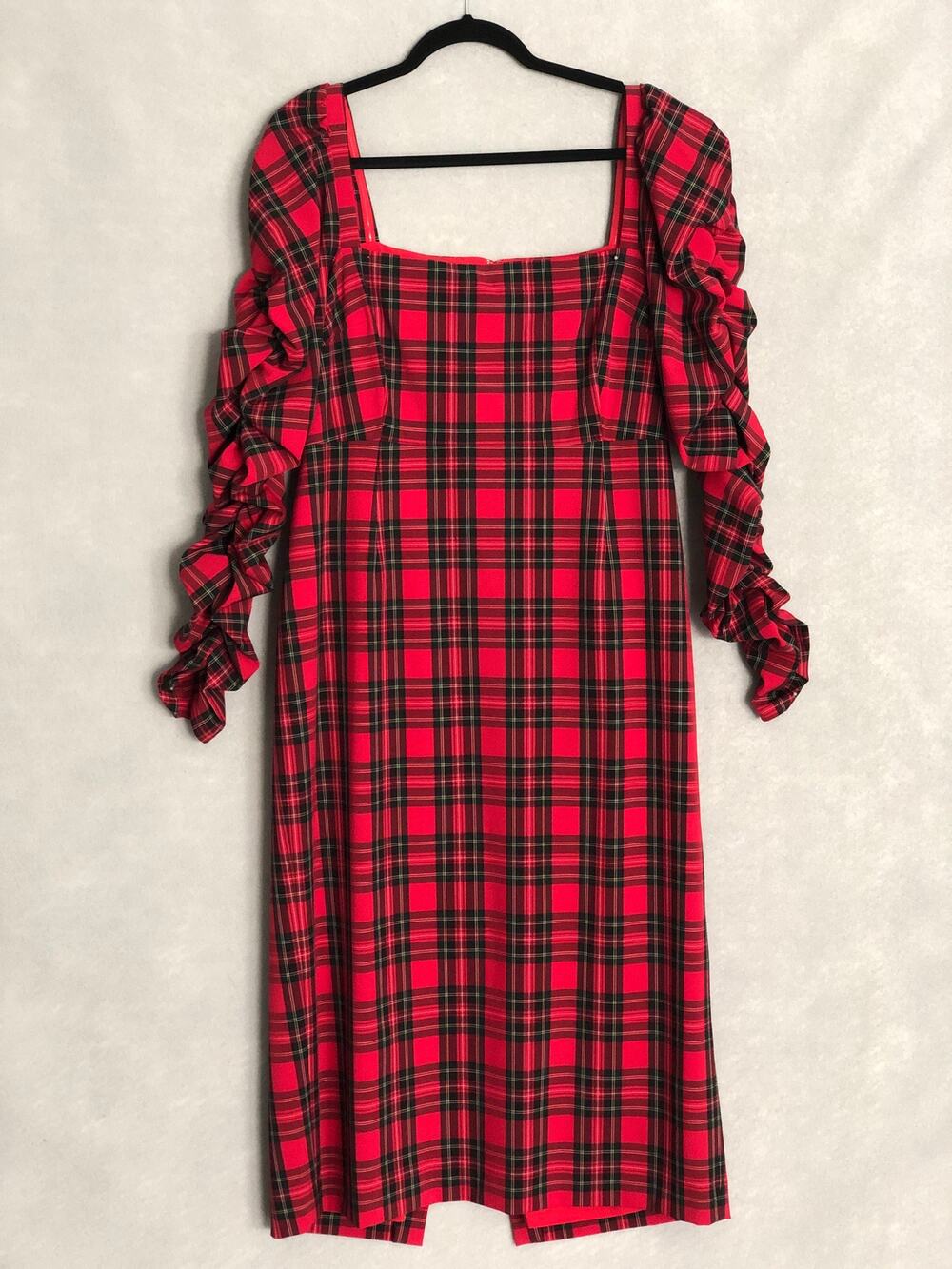 Antonio Melani Tartan Dress Elena Plaid Square Neck Red Women's Size 16 NEW
